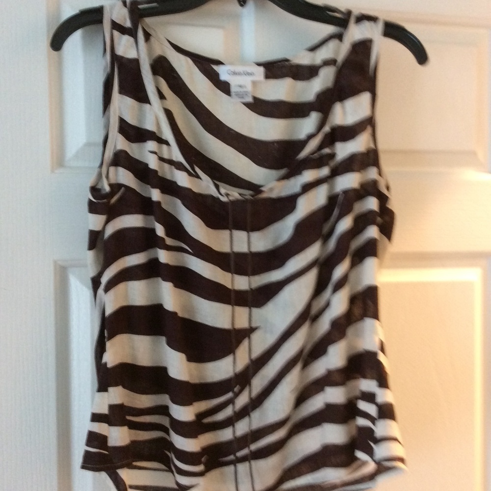 100% linen zebra print Calvin Kline tank top